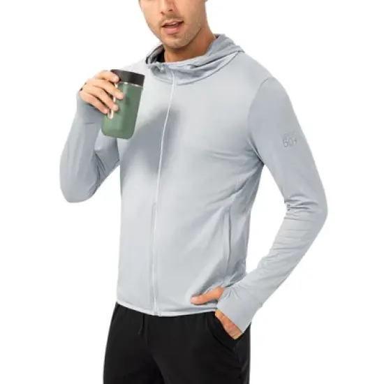 Anna-Kaci Active Men's Lightweight Zip-Up Hooded Jacket with Thumbholes and UPF 50+ Protection image {6}