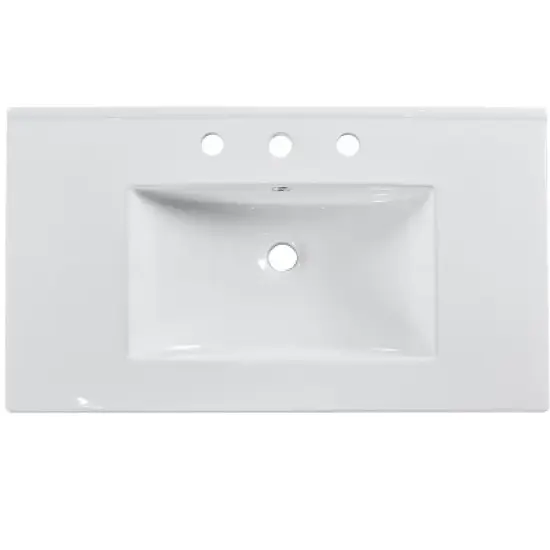 36'' Retro Bathroom Vanity with Ceramic Sink, Solid Wood Frame Freestanding Storage Cabinet with Soft-Close Doors & Drawers - ModernLuxe image {11}