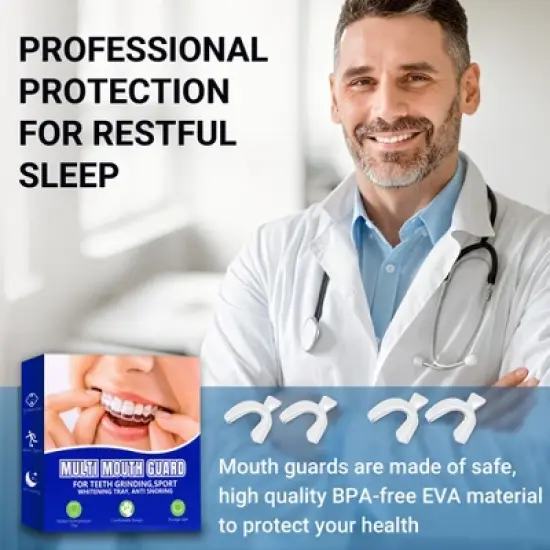 YEVYO 4-Pack Mouth Guard for Grinding Teeth at Night - Custom Fit Night Guards for Teeth Clenching & Grinding with Case - EVA Material image {1}