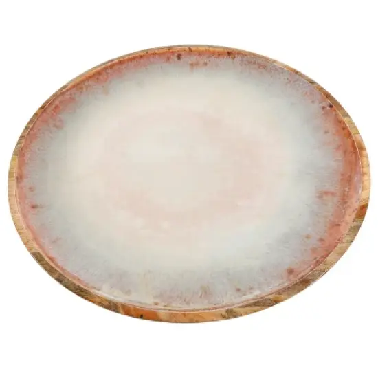 Cravings By Chrissy Teigen 15.9 Inch Round Enameled Mango Wood Platter in Blush image {3}