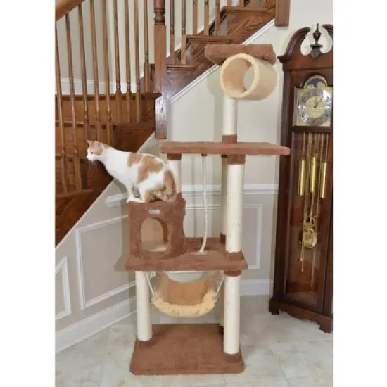 Armarkat 70" Real Wood Cat tree With Scratch posts, Hammock for Cats & Kittens, X7001 image {8}
