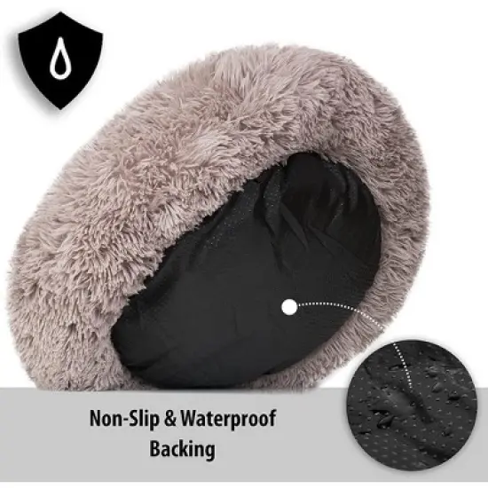 Zone Tech Medium Round Ultra Soft Plush Calming Cushion Bed for Pets, Donut Fluffy Dog Bed for Small Medium Large Dogs, image {3}