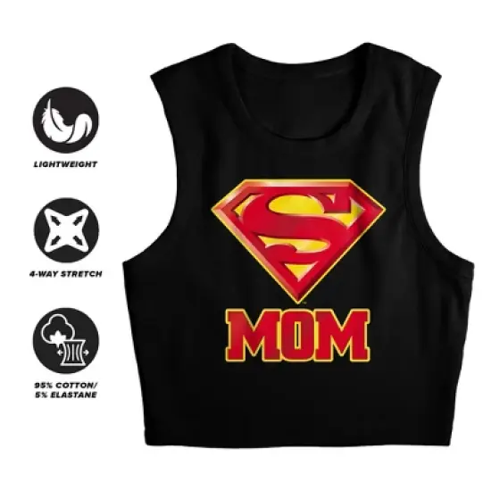 Women's Superman Super Mom Sleeveless Crop Top Tank image {2}