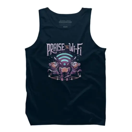 Men's Design By Humans Praise the Wifi Funny Evil Worship Cats By EduEly Tank Top image {5}
