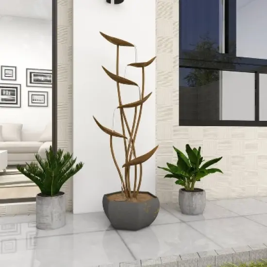 43" Metal Rustic Fountain Gold - Olivia & May image {11}