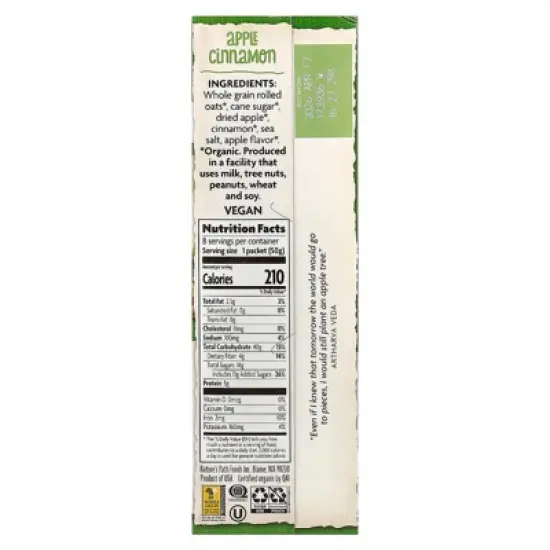 Nature's Path Organic Instant Hot Oatmeal Apple Cinnamon 8 Packets image {1}