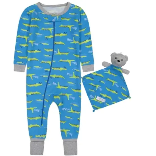 Sleep On It Infant Boys Little Gator Zip-Front Coverall Pajama image {5}