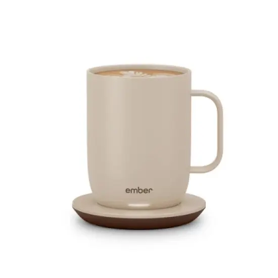 Ember 14oz Mug 2 Temperature Control Smart Mug Sandstone: Ceramic, Stainless Steel, Hand Wash, Hot Beverages image {1}