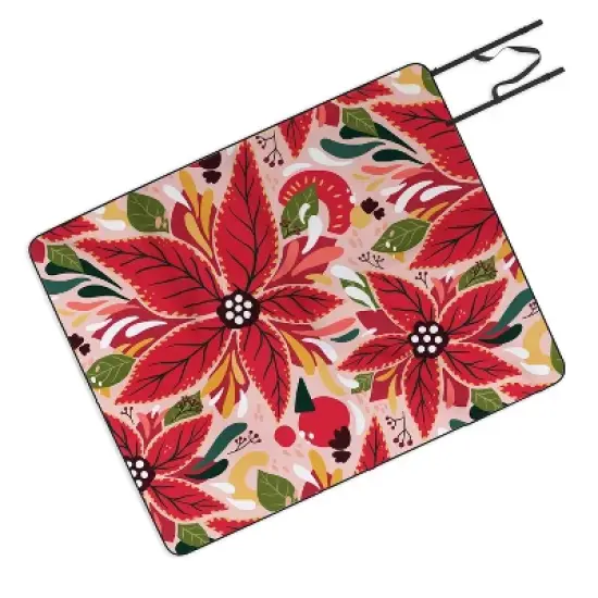 Avenie Abstract Floral Poinsettia Red Picnic Blanket -Deny Designs image {3}
