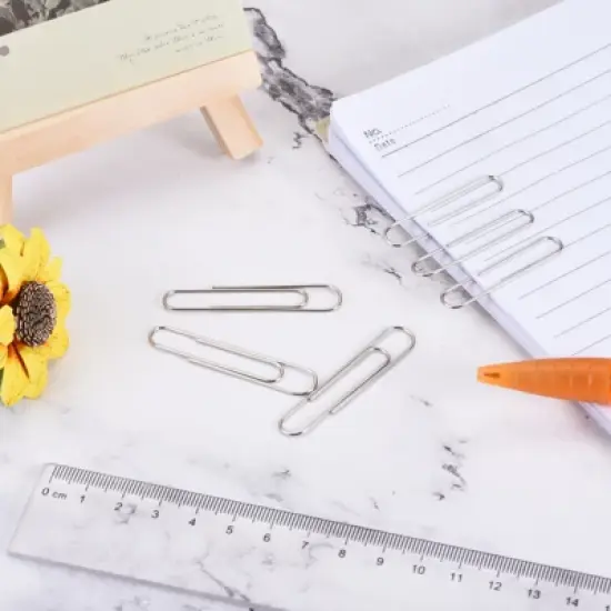 Unique Bargains Medium Size Metal Prevent Tearing Pages Office Paper Clip with Box image {4}