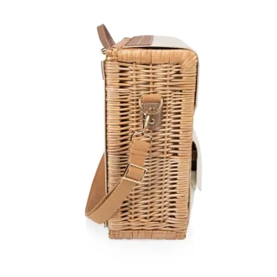 Picnic Time Corsica Grande Wine and Cheese Basket Backpack Beige Canvas image {2}