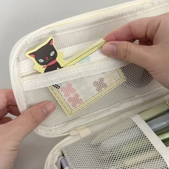 Wrapables Large Capacity Pencil Case, Expandable Pencil Pouch for Stationery Tools, Pistachio Green image {2}