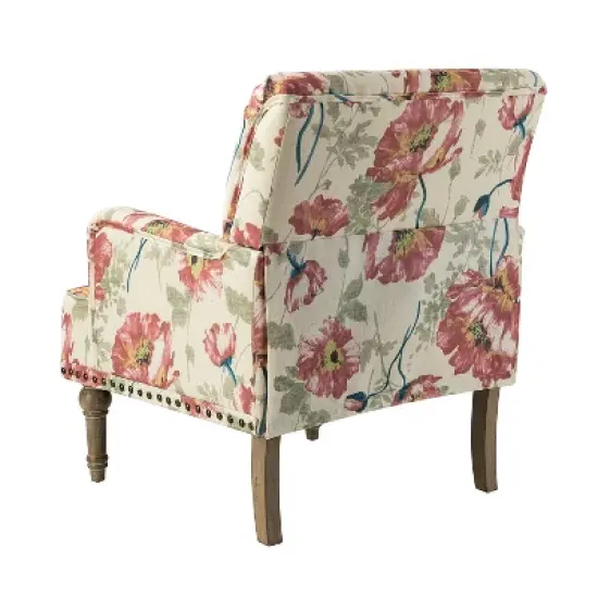 Set of 2 Reggio  Traditional  Wooden Upholstered  Armchair with Floral Patterns and  Nailhead Trim | ARTFUL LIVING DESIGN image {3}