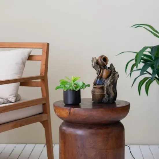 NAYSAYE Fountain 3 Tier Decorative Pot Water Feature for Garden Patio Indoor Outdoor, Brown, 6.3"*5.1"*10.8" image {4}