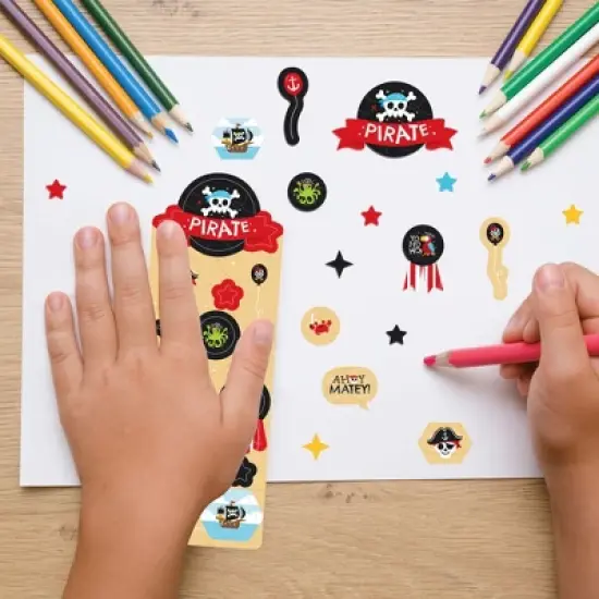 Big Dot of Happiness Pirate Ship Adventures - Skull Birthday Party Favor Kids Stickers - 16 Sheets - 256 Stickers image {5}