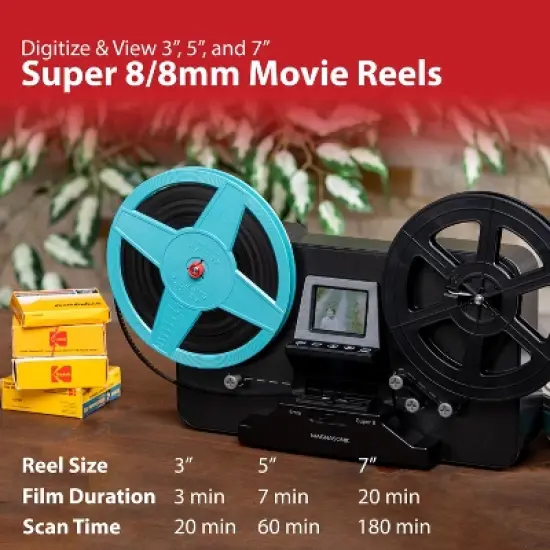 Magnasonic Super 8/8mm Film Scanner, Converts 3", 5" and 7" Super 8/8mm Movie Reels into Digital Video(FS81) image {1}