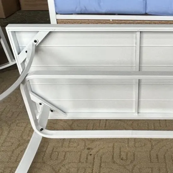 Outsunny 4 Piece Patio Furniture Set with Loveseat Sofa, Rocking Chairs, Coffee Table, Outdoor Conversation Set, Light Blue image {5}