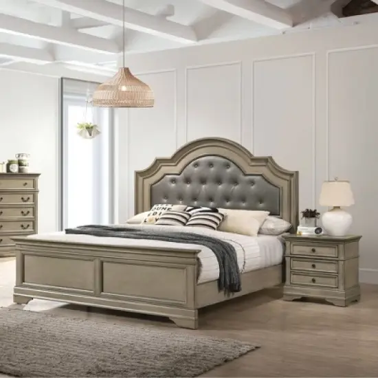 3pc Kritan Bed with 2 Nightstands Antique Warm Gray - HOMES: Inside + Out image {8}