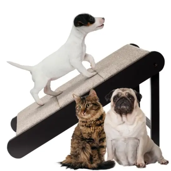 Pet Adobe Foldable Wooden Pet Ramp, Gray/Cream image {8}