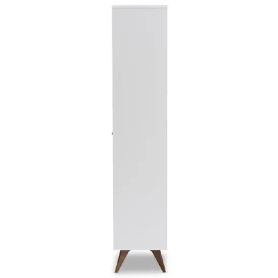 Serafino and Walnut Finished Wood Wine Cabinet White/Brown - BaxtonStudio image {6}