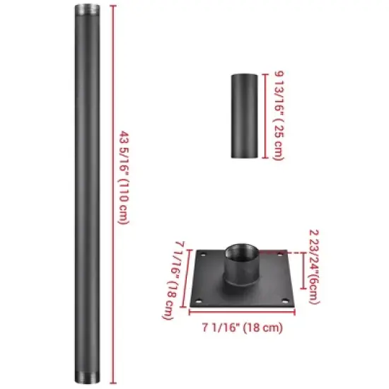 Yescom 8 Ft Sun Shade Sail Pole Post Canopy Awning Deck Patio Backyard with Pole Bracket Clamp Powder Patio Outdoor 96" Black image {7}