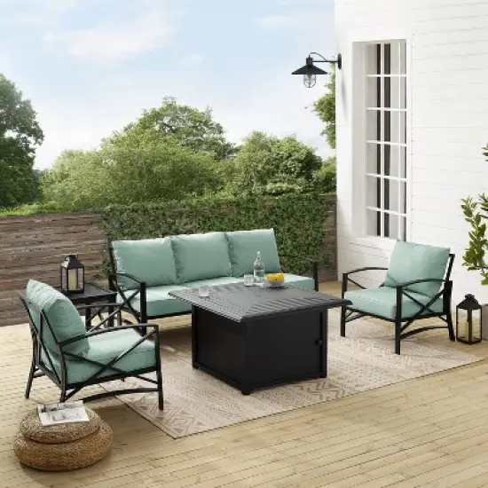Kaplan 5pc Outdoor Sofa Set with Fire Table - Mist - Crosley image {7}