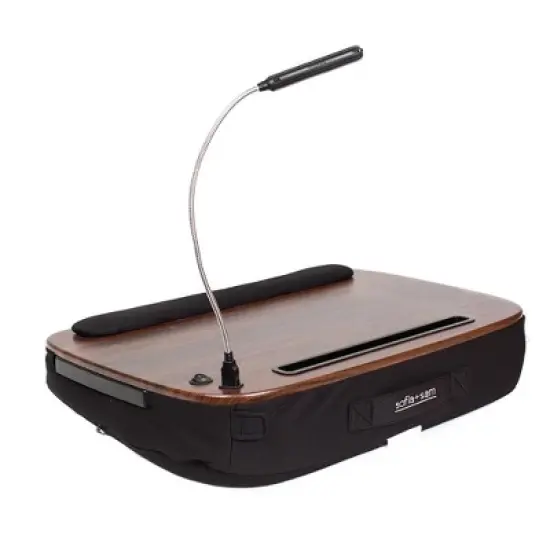 Sofia + Sam Multi Tasking Memory Foam Lap Desk with USB Light ( Brown Wood Top) image {4}