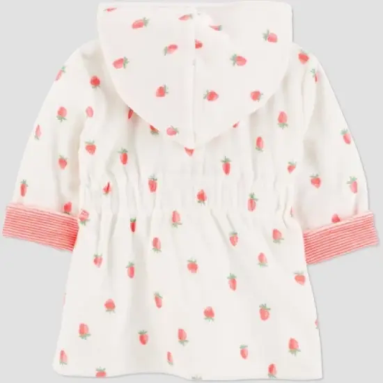 Carter's Just One You&reg;️ Baby Strawberry Robe - Pink: Midweight Terry Bath Wrap, Cotton-Polyester Blend, Machine Washable image {2}