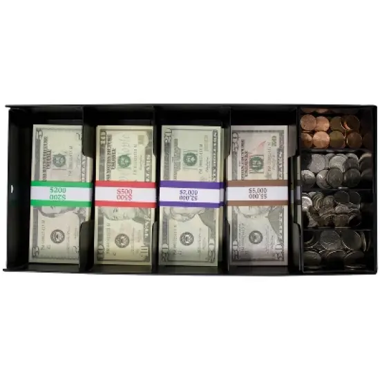 Nadex Coins&trade; Steel 5-Compartment Currency Tray with Coin Tray Insert and Lockable Cover in Black image {9}