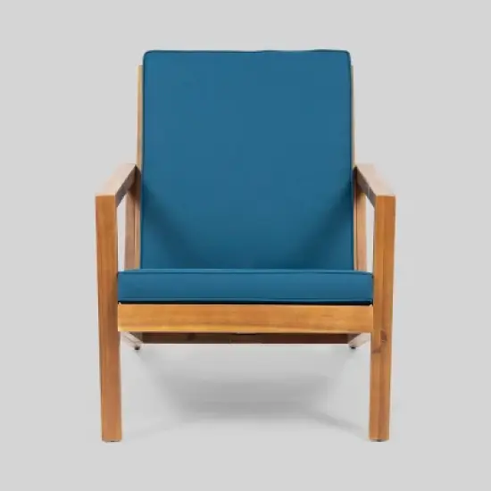 4pc Leah Acacia Wood Patio Chat Set Dark Teal - Christopher Knight Home image {3}