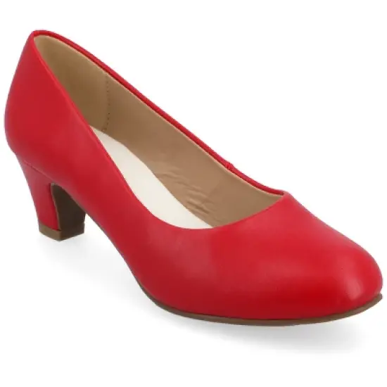 Journee Collection Womens Luu-m Comfort Insole Round Toe Low Block Heel Pumps image {13}