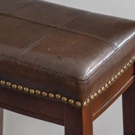 Claridge Leather Saddle Counter Height Barstool - Linon image {8}