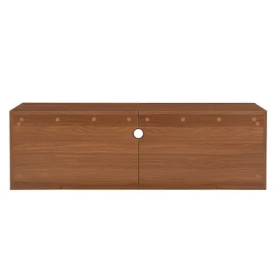 Gulches Walnut Mid-Century Modern Pet Friendly TV Stand with Extendable Table image {11}