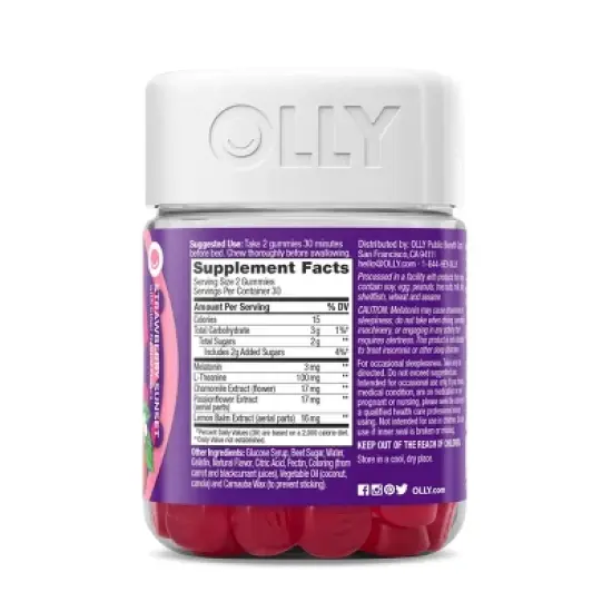 OLLY Sleep Gummies - Strawberry - 60ct image {2}