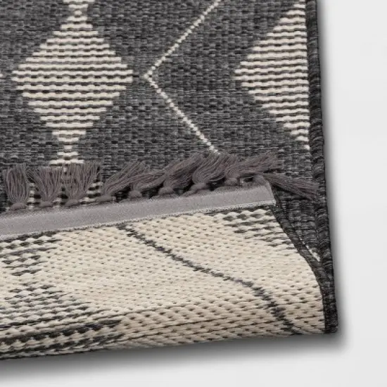 Striped Diamonds Rectangular Woven Outdoor Area Rug Charcoal Gray - Threshold&trade; image {3}