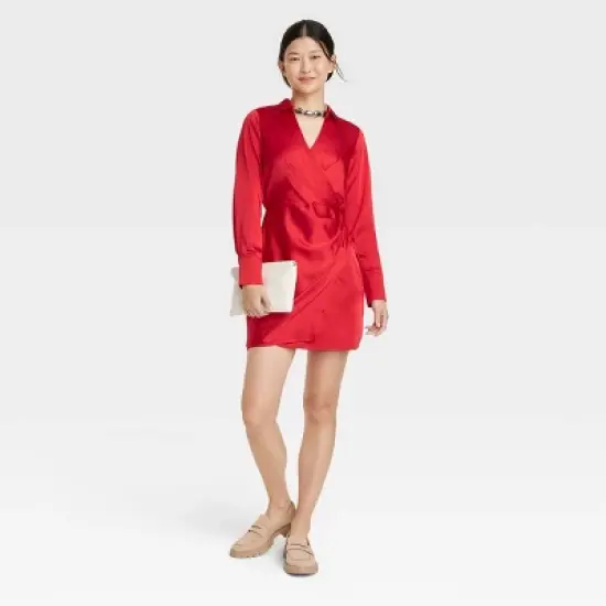 Women's Long Sleeve Satin Shirtdress - A New Day&trade; image {2}