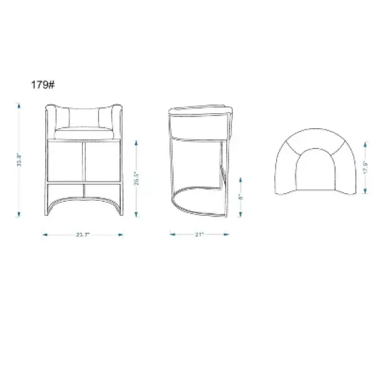 Set of 2 Cosmopolitan Upholstered Metal Counter Height Barstools - Manhattan Comfort image {7}
