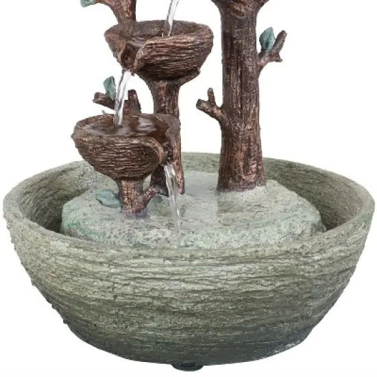 Sunnydaze Indoor Home Office Polyresin Perching Birds 3-Tiered Tabletop Water Fountain Feature - 12" image {4}