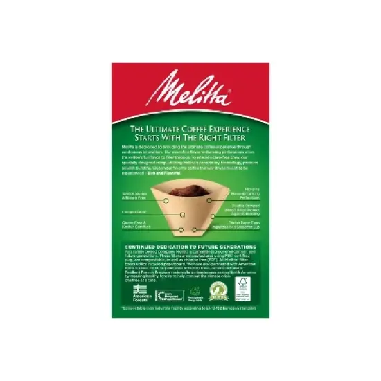 Melitta 100ct Coffee Filters - Natural Brown: Compatible with 4-6 Cup Makers, Disposable Paper image {1}