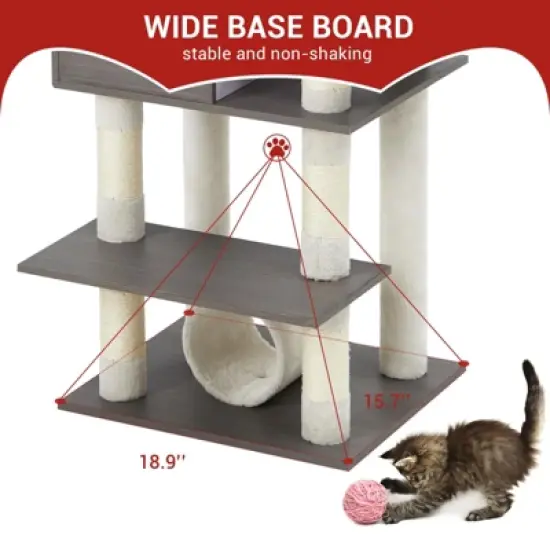 Cat Tree with Toy, Cat Tower Condo for Indoor Cats Features Scratching Post image {6}