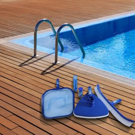 Swim Central HydroTools Premium Swimming Pool Cleaning Maintenance Kit with Test Strips - 18" image {1}