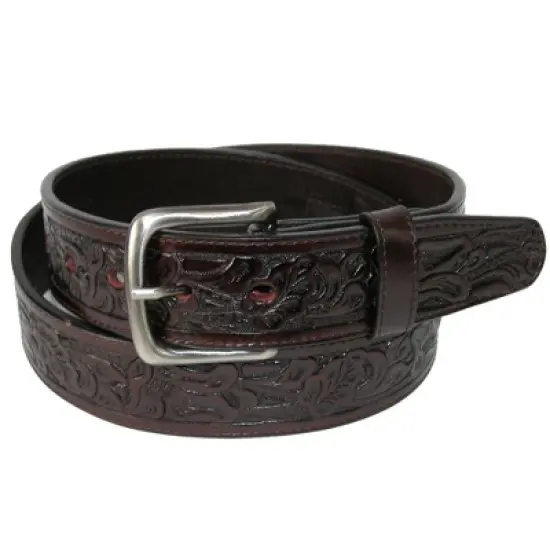 CTM Embossed Leather Money Belt with Removable Buckle image {3}