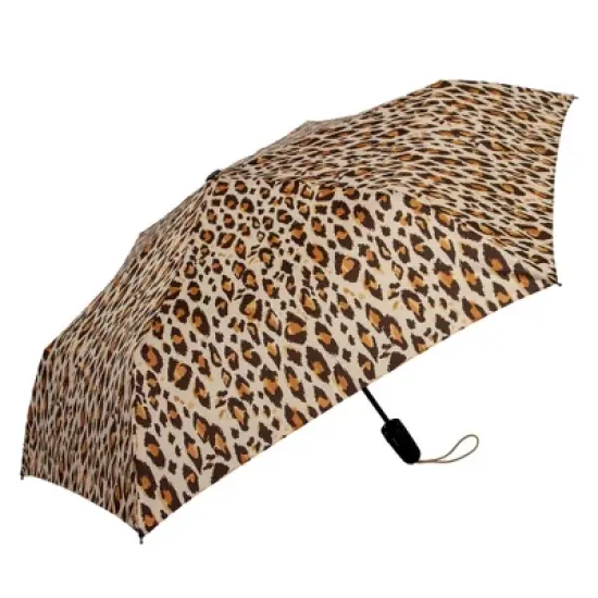 ShedRain Auto Open Auto Close Compact Umbrella - Tan Leopard Print image {4}