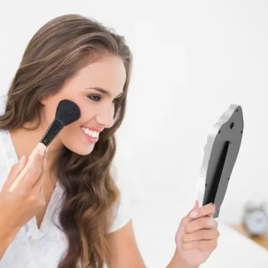 Unique Bargains Water Wave Pattern Cosmetic Mirror Silver Tone 1 Pc image {2}