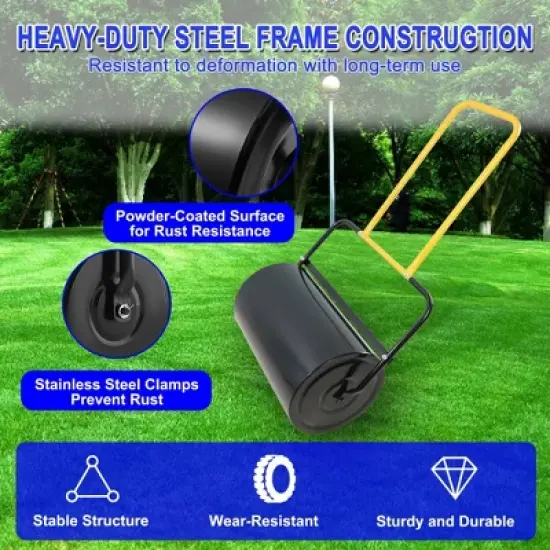 SKRAN High Capacity Lawn Roller, Can Fill Sand/Water, With Easy-Turn Plug and U-Shaped Ergonomic Handle for Convenient Push and Pull, for Garden, Farm image {6}