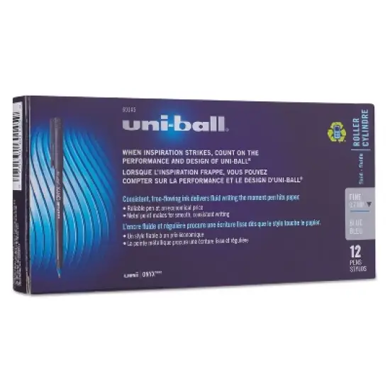 uni-ball Onyx Roller Ball Stick Dye-Based Pen Blue Ink Fine Dozen 60145 image {4}