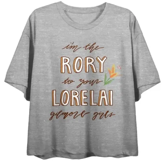 Gilmore Girls I'm the Rory to Your Lorelei Women's Gray Heather Short Sleeve Crew Neck Crop Tee image {3}
