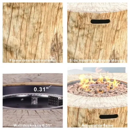 Moda Furnishings 23.8'' H x 40'' W Magnesium Oxide Propane Outdoor Fire Pit Table with Lid image {7}