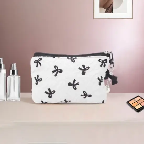 Unique Bargains Dumpling Bag with Pendant Bow Makeup Bag 1 Pc image {4}