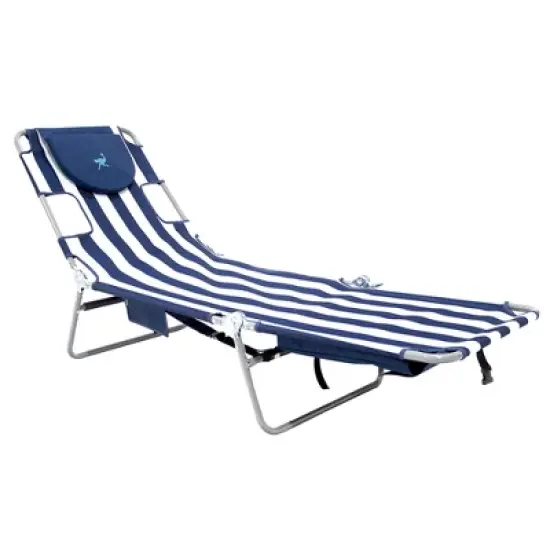 Ostrich Chaise Beach Chair and Backpack Chaise Poolside Lounge Chair with 4 Adjustable Chair Positions and Carrying Straps, Navy Stripes image {2}
